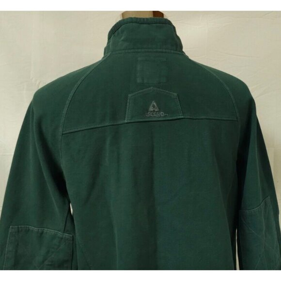 Ascend Mens Medium Green Canvas Textured 1/4 Zip Heavyweight Long Sleeve Shirt - Picture 8 of 13
